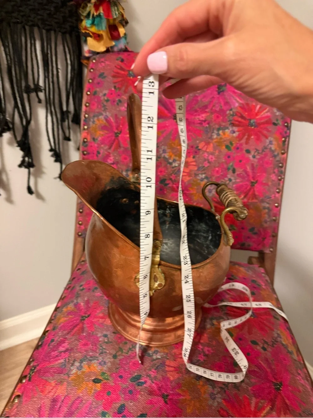 Copper Coal Scuttle with Brass Accents - Copper